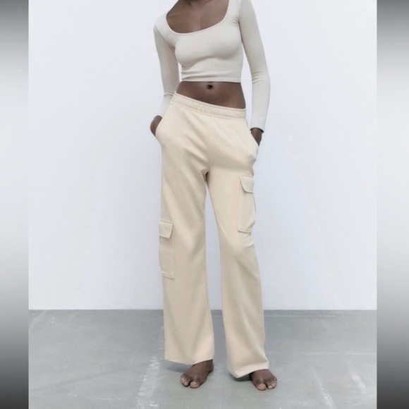 Zara Pants - BLACK Flare Cargo Sweatpants (cover photo for reference)